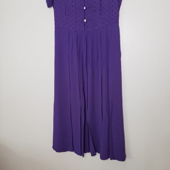 Vintage Purple Rayon Short Sleeve Maxi Dress Flowy Cottage Core Size 8P - Picture 6 of 10